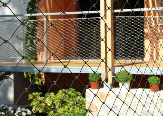 Dostosowana elastyczna siatka z drutu balustradowego ze stali nierdzewnej na balkon z otworem 2,0 mm 50 * 50 mm