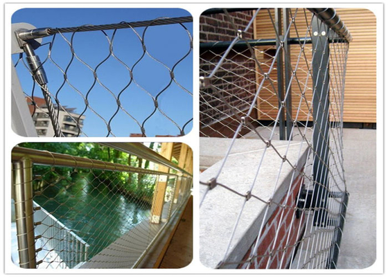 Balustrada z siatki drucianej o splocie architektonicznym z tarasem balkonowym