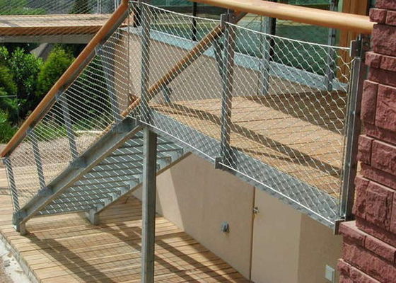 Wypełnienie balustrady Siatka linowa ze stali nierdzewnej do klatki schodowej Otwór 50 X 50 mm
